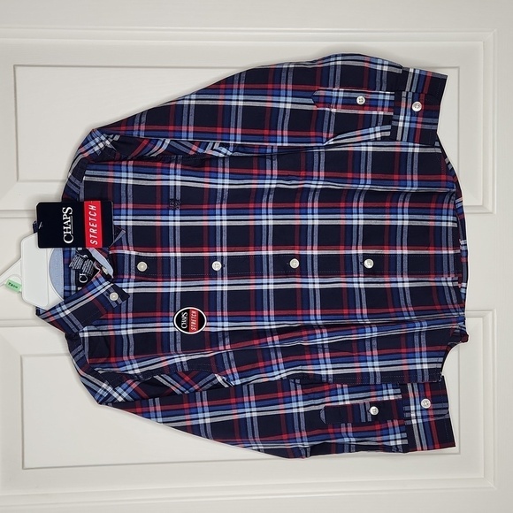 Chaps Other - CHAPS Navy Plaid Button Down Shirt Size XXS 4/5 NWT